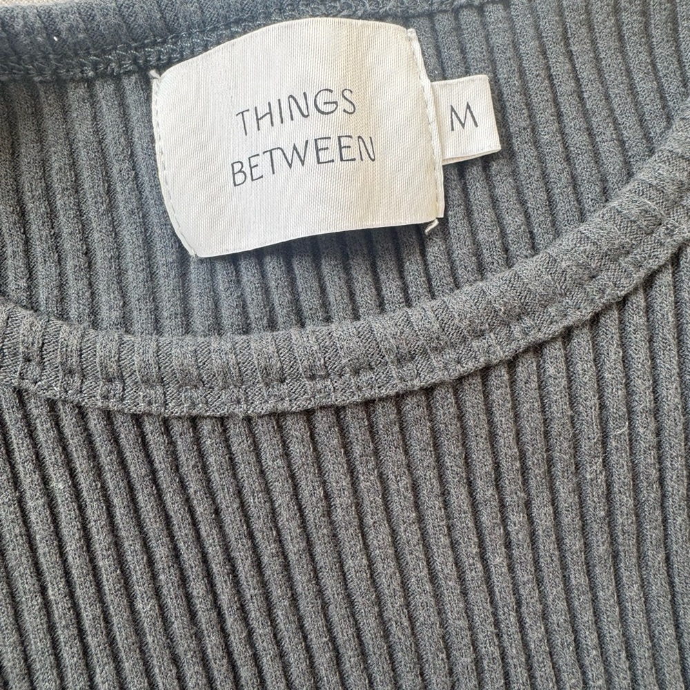 Gray Blue Ribbed Tank Skirt Set by Things Between